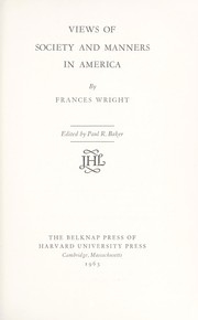 Cover of: Views of society and manners in America. by Judith Martin