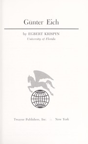 Cover of: Günter Eich. | Egbert Krispyn
