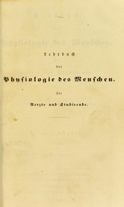 Cover of: Lehrbuch der Physiologie des Menschen : f©ơr ©erzte und Studirende