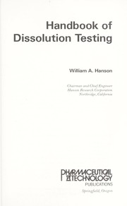 Cover of: Handbook of dissolution testing by William A. Hanson