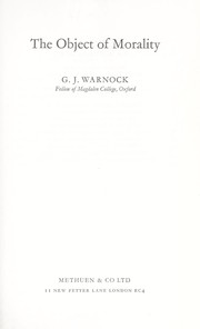 Cover of: The object of morality by G. J. Warnock
