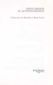 Cover of: El acontecimiento by Annie Ernaux