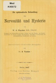 Cover of: Die systematische Behandlung der Nerv©œsitat und Hysterie