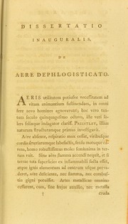 Cover of: Dissertatio inauguralis de aere dephlogisticato