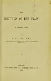 Cover of: Functions of the brain by Julius Althaus