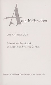 Arab nationalism by Sylvia Kedourie