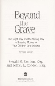 Cover of: Beyond the grave by Gerald M. Condon