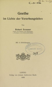 Cover of: Goethe im Lichte der Vererbungslehre