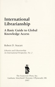 Cover of: International librarianship by Robert D. cStueart