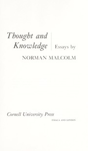 Cover of: Thought and knowledge: essays