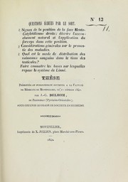 Cover of: Th©·se pr©♭sent©♭e et publiquement soutenue ©  la Facult©♭ de m©♭decine de Montpellier, le 12 f©♭vrier 1840