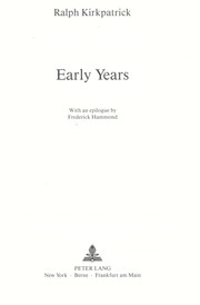 Cover of: Early years by Ralph Kirkpatrick