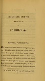 Cover of: Dissertatio medica inauguralis de variolis ...