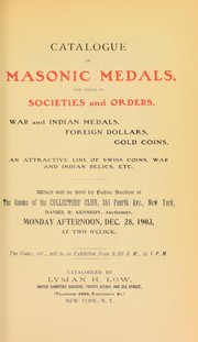 Cover of: Catalogue of Masonic medals, and those of societies and orders ...