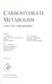 Cover of: Carbohydrate metabolism and its disorders