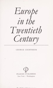 Cover of: Europe in the twentieth century.