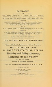 Cover of: Catalogue of Colonial coins, U.S. gold, one and three dollar pieces, silver dollars, halves, etc...