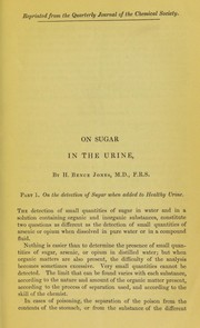 Cover of: On sugar in the urine