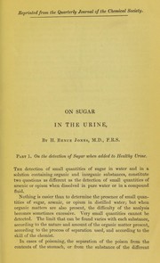 Cover of: On sugar in the urine by Bence Jones