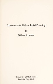 Cover of: Economics for urban social planning