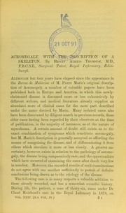 Cover of: Acromegaly, with the description of a skeleton by Henry Alexis Thomson