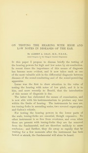 Cover of: On testing the hearing with high and low notes in diseases of the ear by Albert A. Gray