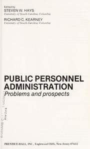 Cover of: Public personnel administration: problems and prospects