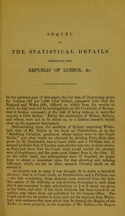 Cover of: Sequel to the statistical details respecting the Republic of Lubeck, &c