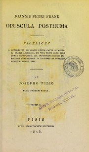 Cover of: Opuscula posthuma by Johann Peter Frank