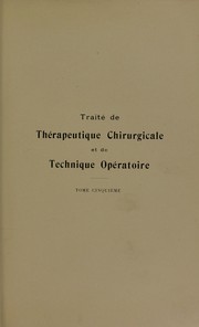 Cover of: Trait©♭ de th©♭rapeutique chirurgicale et de technique op©♭ratoire