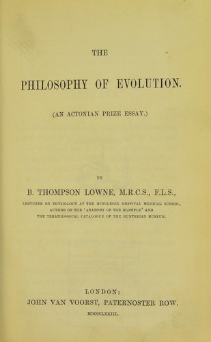 The philosophy of evolution (1873 edition) | Open Library