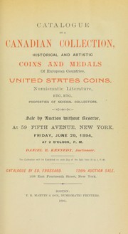 Cover of: Catalogue of a Canadian collection ... United States coins ...