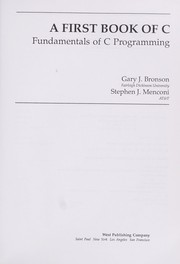 Cover of: A first book of C by Gary J. Bronson, Stephen J. Menconi, Gary J. Bronson