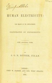 Cover of: Human electricity: the means of its development ...