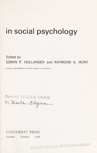 Current perspectives in social psychology by Edwin Paul Hollander