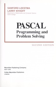 Cover of: Pascal: programming and problem solving