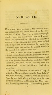 Cover of: Narrative of an ascent to the summit of Mont Blanc, August 18th, 1822: with an appendix, upon the sensations experienced at great elevations