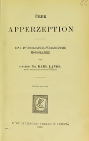 Cover of: ©ber Apperzeption: eine psychologisch-p©Þdagogische Monographie