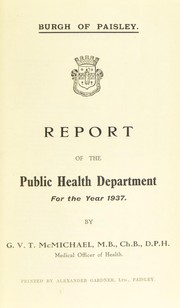 Cover of: [Report 1937] by Paisley (Scotland). Burgh Council