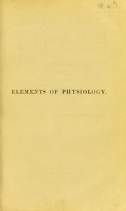 Cover of: Elements of physiology