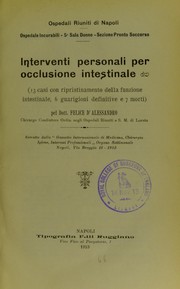 Interventi personali per occlusione intestinale by Felice d' Alessandro