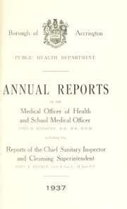 Cover of: [Report 1937] by Accrington (England). Borough Council, Accrington (England). Borough Council