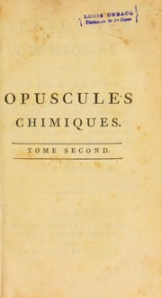 Cover of: Opuscules chimiques