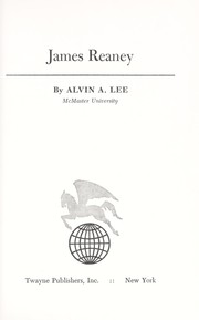 Cover of: James Reaney by Alvin A. Lee