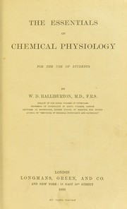 Cover of: The essentials of chemical physiology for the use of students