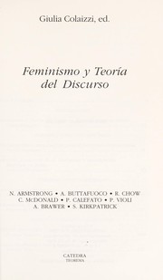 Cover of: Feminismo y teoría del discurso