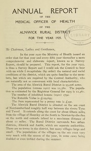 [Report 1925] by Alnwick (England). Rural District Council