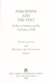 Cover of: Narcissism and the text : studies in literature and the psychology of self