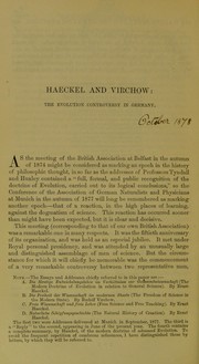 Cover of: Haeckel and Virchow: the evolution controversy in Germany