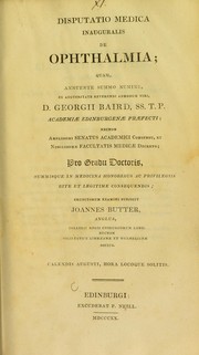 Cover of: Disputatio medica inauguralis de ophthalmia ...